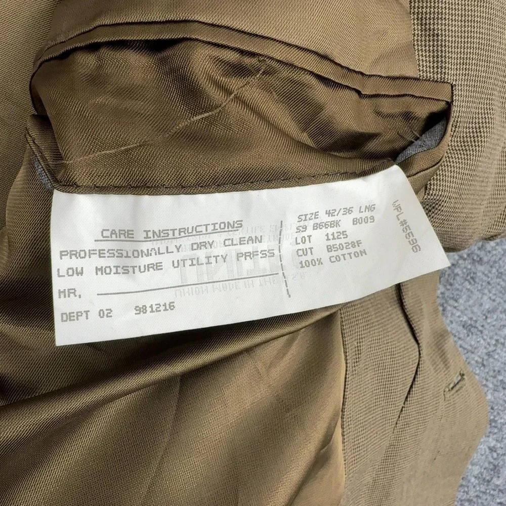 Brooks Brothers Sport Coat Men 42L Brown Cotton Micro Houndstooth Blazer Classic